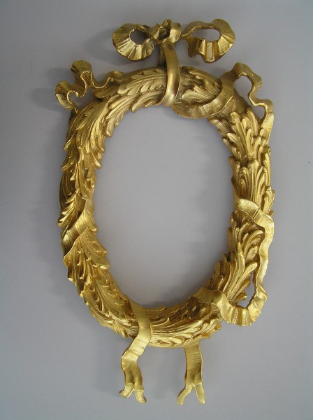 arte bronzo - cornice specchio in ottone dorato