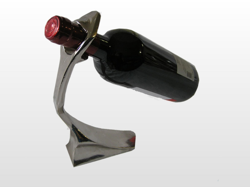 arte bronzo - portabottiglia moderno in metallo nichelato arte bronzo - portabottiglia moderno in metallo nichelato
