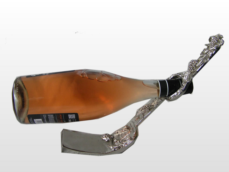 bronze and copper metal work - Curved bottle holder with grape details Curved bottle holder with grape details - bronze and copper metal work